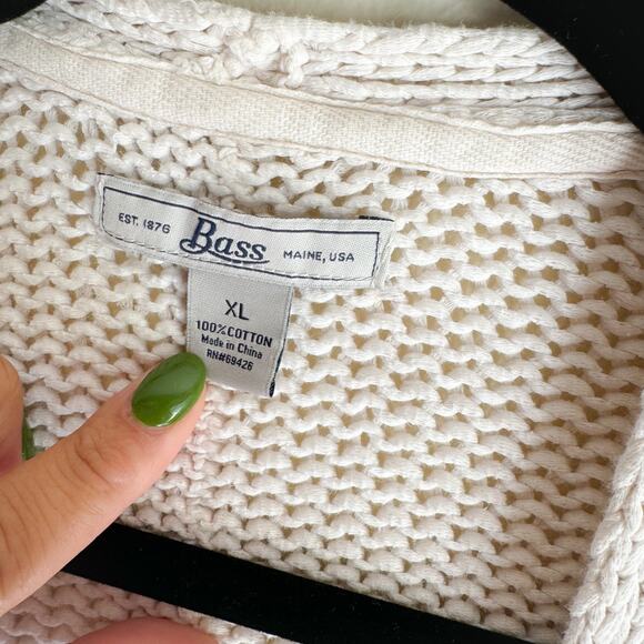 Bass Cream Knit Open Front Pocket Cardigan Sweater - XL - Picture 3 of 7